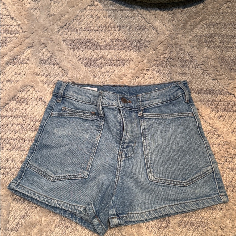 Zara Light Blue Denim High-Waist Shorts